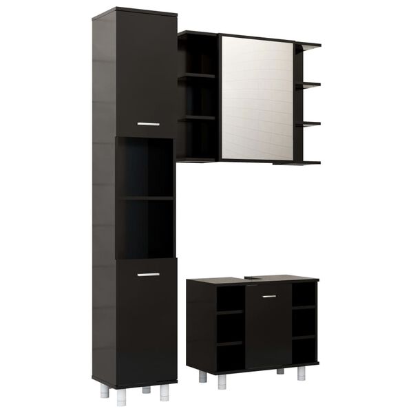 vidaXL Bathroom Furniture Set Black Engineered wood Medium