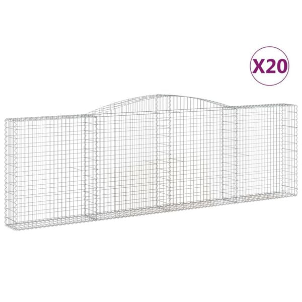 vidaXL Gabion Basket Set of 20 Silver Galvanized iron Large