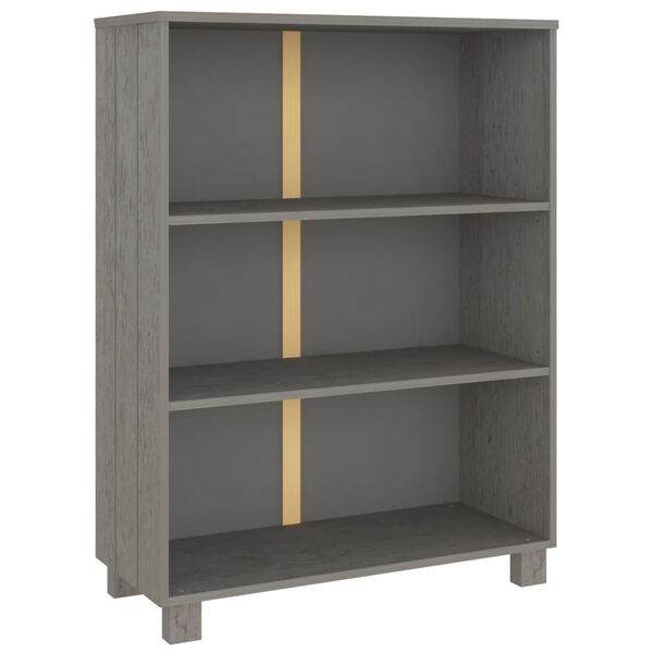 vidaXL Book Cabinet Light Grey Solid Pine Wood, MDF Medium Book Cabinet