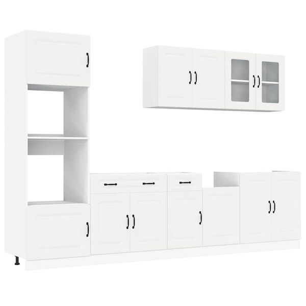 vidaXL Kitchen Cabinet Set White Engineered wood and glass Large