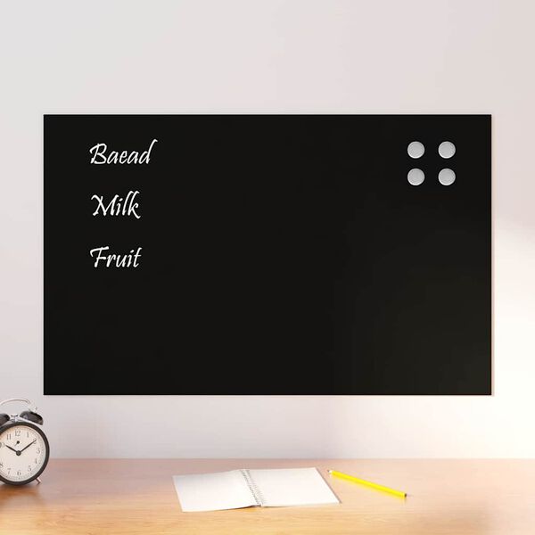 vidaXL Wall-mounted Magnetic Board Black 31.5"x19.7" Tempered Glass