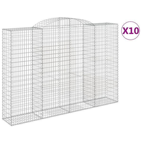 vidaXL Arched Gabion Baskets 10 pcs 118.1x19.7x200/220" Galvanised Iron