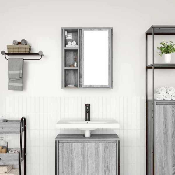 vidaXL Bathroom Wall Cabinet Gray Sonoma Engineered wood, steel