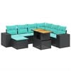 vidaXL 8 Piece Patio Sofa Set with Cushions Black Poly Rattan