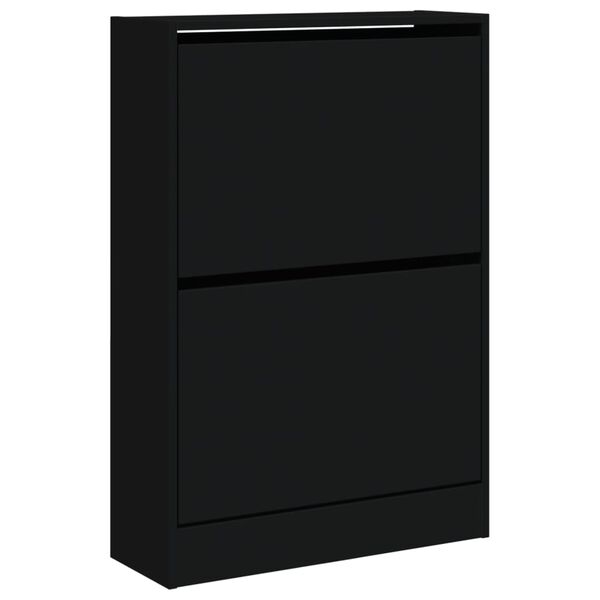 vidaXL Shoe Cabinet Black Engineered Wood Slim Shoe Cabinet
