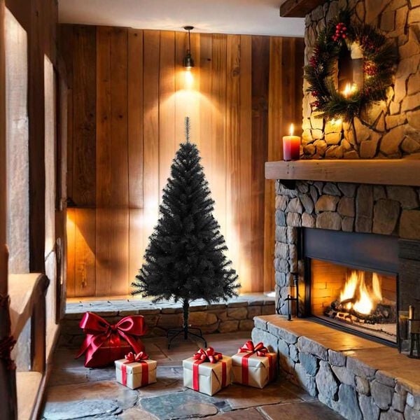 vidaXL Artificial Christmas Tree Black PVC 59 in