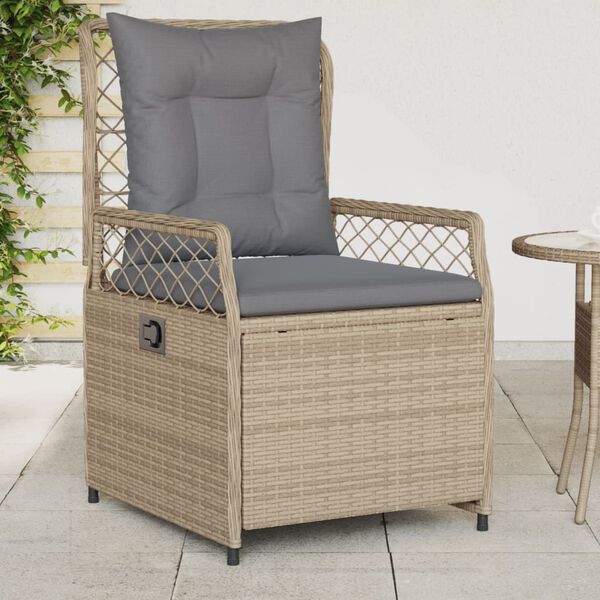 vidaXL Reclining Patio Chair Beige PE rattan Standard Removable Covers