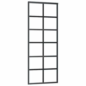 vidaXL Sliding Door ESG Glass and Aluminum 29.9"x80.7" Black