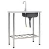 vidaXL Camping Sink Single Basin with Tap Stainless Steel