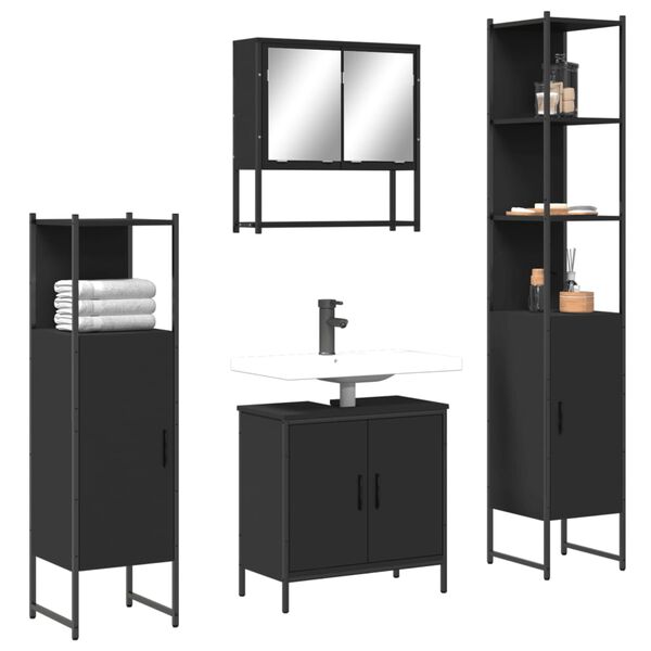vidaXL Bathroom Furniture Set Black