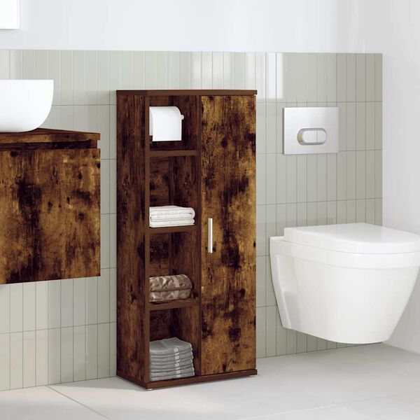 vidaXL Bathroom Cabinet Smoked oak Engineered wood Slim Bathroom Cabinet