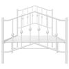 vidaXL Bed Frame White Powder-Coated Steel Twin Bed Frame Rectangular