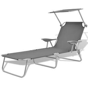 vidaXL Sun Lounger Steel Grey Powder-coated steel frame, Polyester fabric