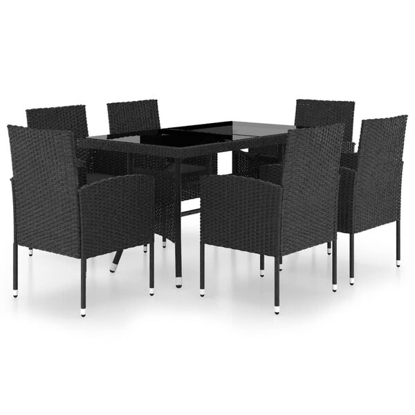 vidaXL Garden Dining Set Black PE rattan 55.1 x 31.5 x 29.1 in