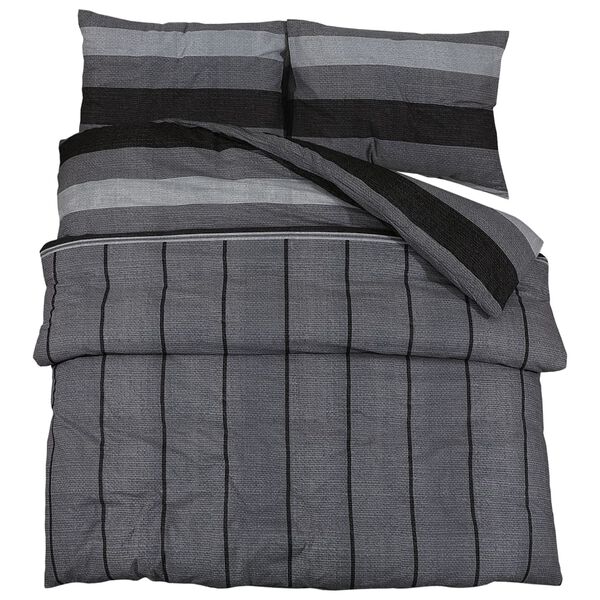 vidaXL Duvet Cover Set Set of 2 Dark grey 100% Cotton 94.5 x 86.6 in