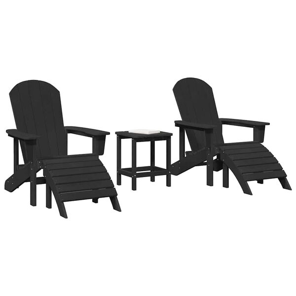 vidaXL Garden Lounge Furniture 3 pcs Black 38 x 38 x 46cm Plastic