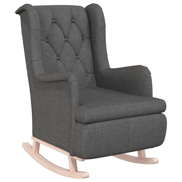 vidaXL Armchair Dark grey Polyester, Solid Rubber Wood Standard Armchair