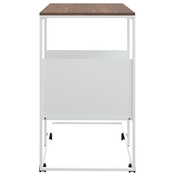 vidaXL Side Table White Engineered Wood Medium Rollable Side Table