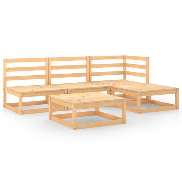 vidaXL Garden Lounge Set Natural Wood Solid Pine Wood Large Modular