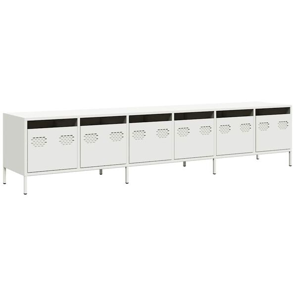 vidaXL TV Cabinet White Cold-rolled Steel Large TV Cabinet Rectangular