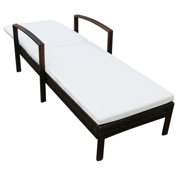 vidaXL Sunlounger Brown PE rattan Standard Adjustable Headrests