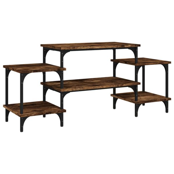 vidaXL TV Cabinet Smoked Oak Engineered Wood, Steel 46.1x13.8x20.5 in