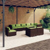 vidaXL Garden Lounge Set Brown PE rattan, powder-coated steel, polyester