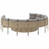 vidaXL Patio Sofa with Cushions Round Beige Poly Rattan