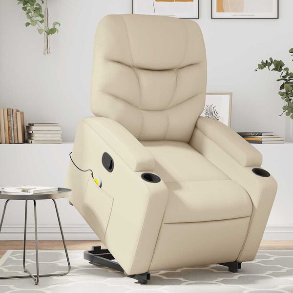 vidaXL Stand Up Massage Recliner Chair Cream