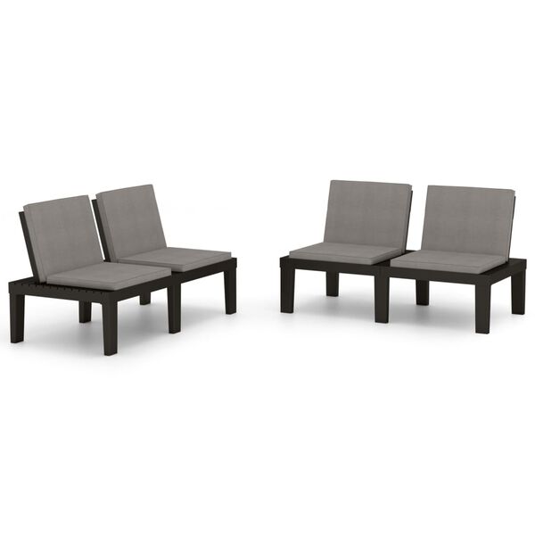 vidaXL Lounge Bench Set of 2 Grey, Anthracite