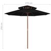 vidaXL Garden Parasol Black Fabric, Laminated bamboo, Hardwood Large