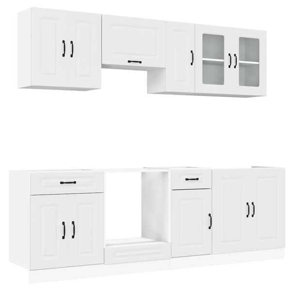 vidaXL Kitchen Cabinet Set White Engineered wood and glass Large