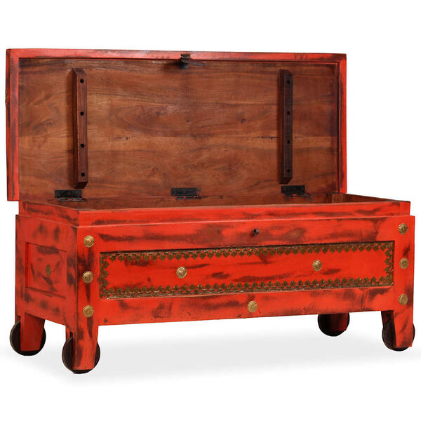 vidaXL Storage Chest Red Solid mango wood Large Storage Chest