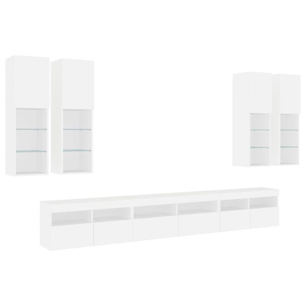 vidaXL TV Wall Cabinet Set White Engineered wood TV Wall Cabinet Set