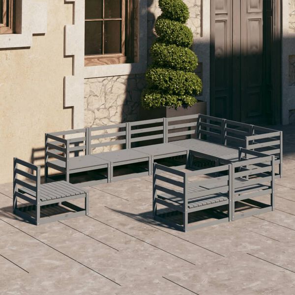 vidaXL Garden Lounge Set Grey Solid pine wood Durable Garden Lounge Set