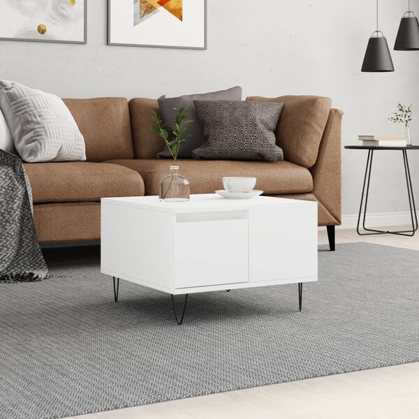 vidaXL Coffee Table White Engineered Wood Coffee Table Square Modern