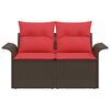 vidaXL Garden Sofa with Cushion Brown 141 x 62 x 69 cm poly rattan