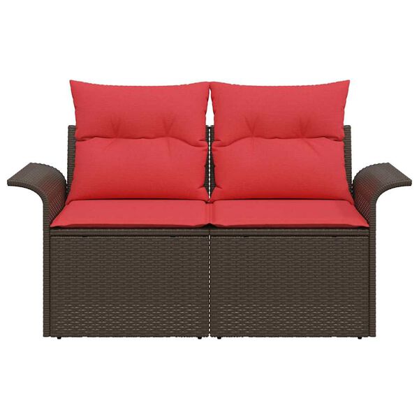 vidaXL Garden Sofa with Cushion Brown 141 x 62 x 69 cm poly rattan