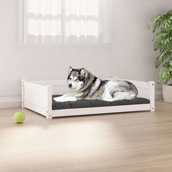 vidaXL Dog Bed White Solid Pine Wood 41.5 x 29.7 x 11.0 in Minimalistic