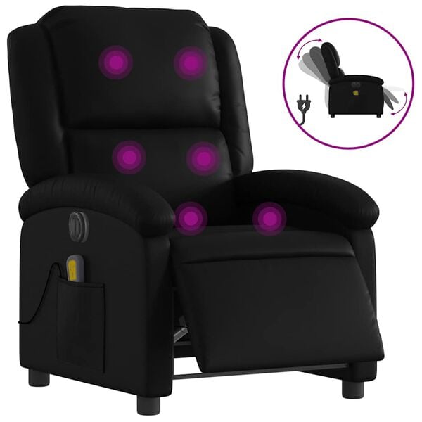 vidaXL Electric Massage Recliner Chair Black
