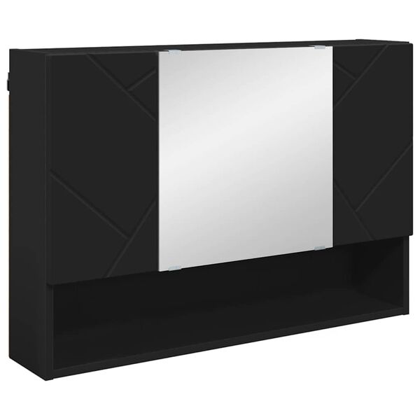 vidaXL Mirror Cabinet Black 31.50 x 6.69 x 21.65 in Engineered Wood