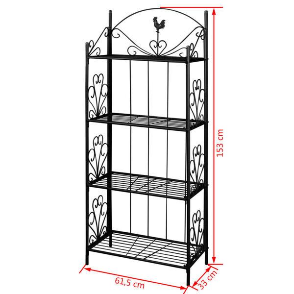 vidaXL Plant Stand Black Steel Medium Sturdy Plant Rack Square