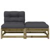 vidaXL Patio Sofa Armless with Cushions and Footstool