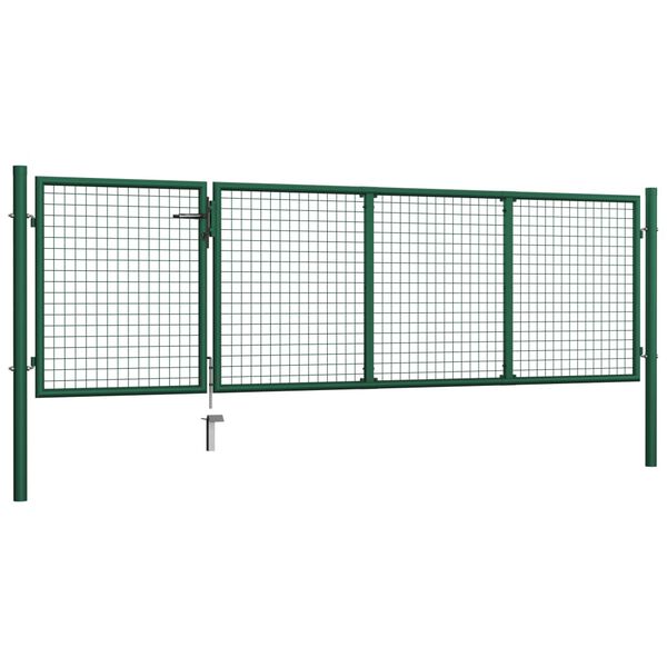 vidaXL Garden Gate Steel 137.8x39.4" Green