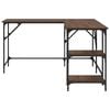 vidaXL Desk Brown Oak Engineered Wood, Metal Adjustable Feet Desk