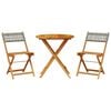 vidaXL Bistro Set Grey Solid acacia wood, PE rattan Compact Collapsible