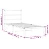 vidaXL Bed Frame White Powder-Coated Steel 90x190 cm Single Bed Frame