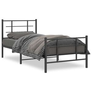 vidaXL Metal Bed Frame without Mattress with Footboard Black 35.4"x78.7"