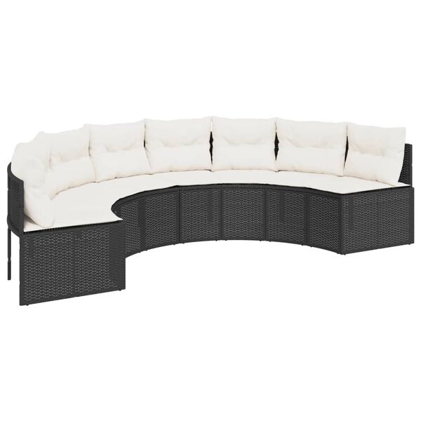 vidaXL 3 Piece Patio Sofa Set Half-Round Black Poly Rattan