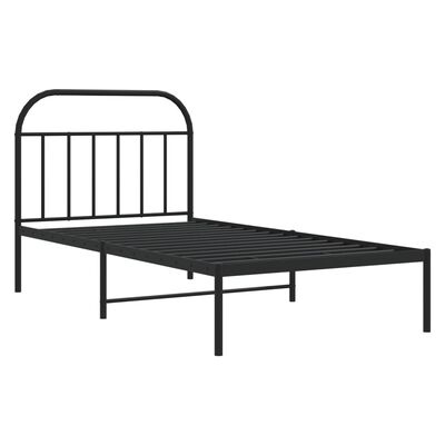 vidaXL Metal Bed Frame with Headboard Black 39.4"x74.8" Twin